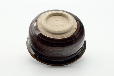 Tezumi — Japanese Kensui - Black Brown Hare's Fur Glazed Water Bowl - 450ml — top-down view of the interior