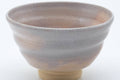 Tezumi — Japanese Matcha Bowl - Beige Pink White Hakeme Glazed Kyo-yaki Chawan - 250ml — tipped to show the interior