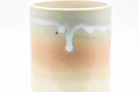 Japanese Teacup - Large Beige Pink and White Drip-Glazed Hagi-yaki Yunomi - 200ml - Tezumi