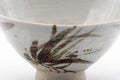 Tezumi — Japanese Matcha Bowl - Grey Glazed Long Grass Decorated Chawan - 330ml — tipped to show the interior