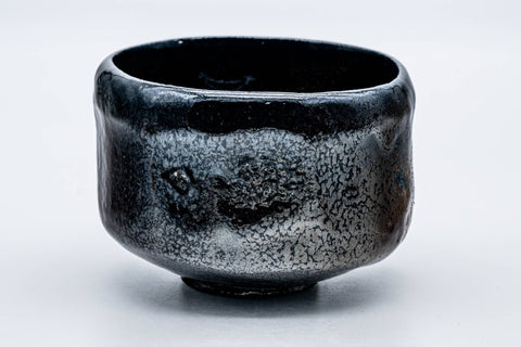 Japanese Matcha Bowl - 手 Classic Black Faceted Kuro-Raku Chawan - 300ml