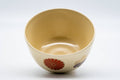 Tezumi — Japanese Matcha Bowl - Beige Floral Kyo-yaki Hantsutsu-gata Chawan - 300ml — three-quarter view