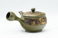 Japanese Kyusu - Green Floral Tokoname-yaki Nozomi Teapot - 200ml - Tezumi