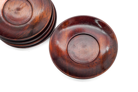 Japanese Chataku - Set of 5 Vintage Wooden Tea Saucers