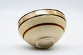Tezumi — Japanese Matcha Bowl - Beige Floral Striped Kyo-yaki Chawan - 200ml — top-down view of the interior