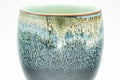 Tezumi — Japanese Teacup - Blue Green Hare's Fur Glazed Yunomi - 140ml — tipped to show the interior