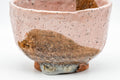 Japanese Matcha Bowl - Pink and Brown Shino Glazed Wabi-Sabi Chawan - 300ml - high-angle side view showing the rim and glaze