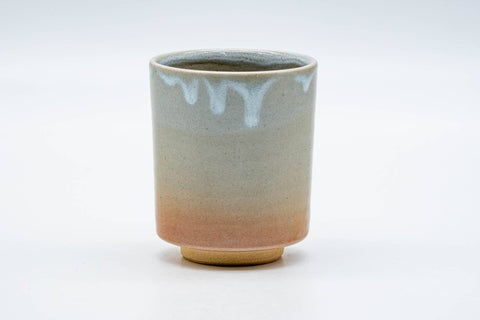 Japanese Teacup - 天鵬山 Tsubaki Kiln - Beige White Drip-Glazed Hagi-yaki Yunomi - 200ml