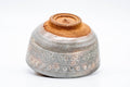 Japanese Matcha Bowl - Floral Grey Pink Mishima Glazed Chawan - 250ml - underside view showing the unglazed clay foot ring (kodai)