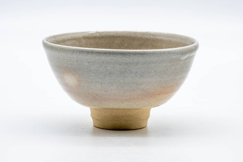 Japanese Matcha Bowl - 天鵬山 Tsubaki Kiln - Bamboo-node Foot - Beige Gohonte Glazed Hagi-yaki Chawan - 300ml