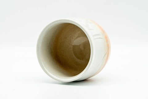 Japanese Teacup - Bamboo Engraved Peach Hagi-yaki Yunomi - 150ml