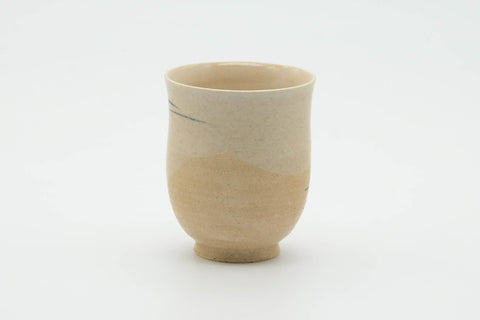 Tezumi — Japanese Teacup - Beige Glazed Egrets Tulip Yunomi - 130ml — front view from another angle