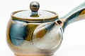 Japanese Kyusu - Blue Brown Glazed Mesh Filter Side-handled Teapot - 300ml - Tezumi