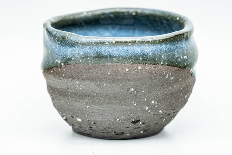 Japanese Teacups - Set of 3 Blue Celadon Snowflake Glazed Stoneware Guinomi - 60ml - Tezumi