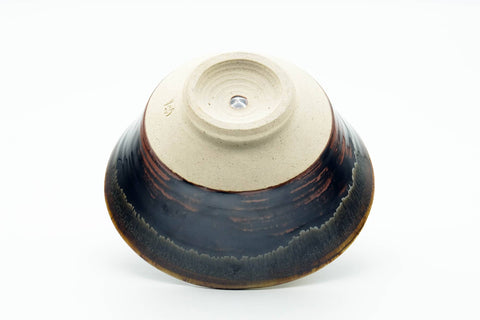 Tezumi — Japanese Matcha Bowl - Brown Drip-Glazed Kyo-yaki Chawan - 200ml — top-down view of the interior