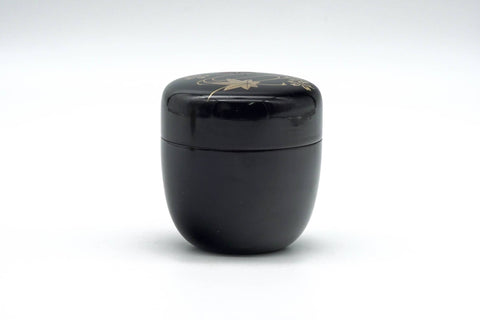 Japanese Canister - Autumn Leaves Black Lacquer Matcha Tea Caddy - 100ml