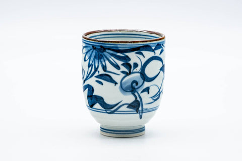 Japanese Teacup - Blue Floral Arita-yaki Porcelain Yunomi - 200ml