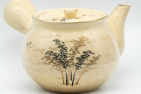 Japanese Kyusu - Bamboo Beige Glazed Debeso Teapot - 350ml - Tezumi