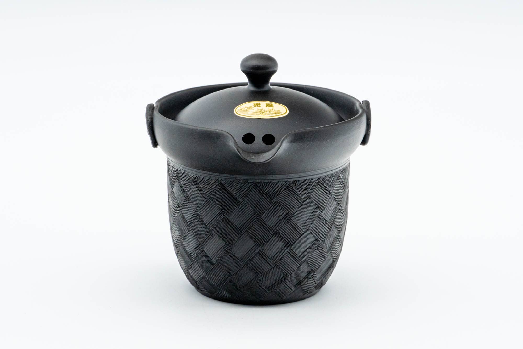 Japanese Chaho - 光風 Kōfu - Black Checkered Kokudei Tokoname-yaki Handle-less Teapot - 200ml