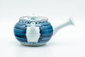 Tezumi — Japanese Kyusu - Blue Striped Village Arita-yaki Debeso Teapot - 300ml — side view with the lid and side handle
