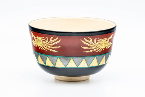 Japanese Matcha Bowl - 宮地英香 Hideka Miyaji - Chrysanthemum Phoenix Kyo-yaki Chawan - 500ml