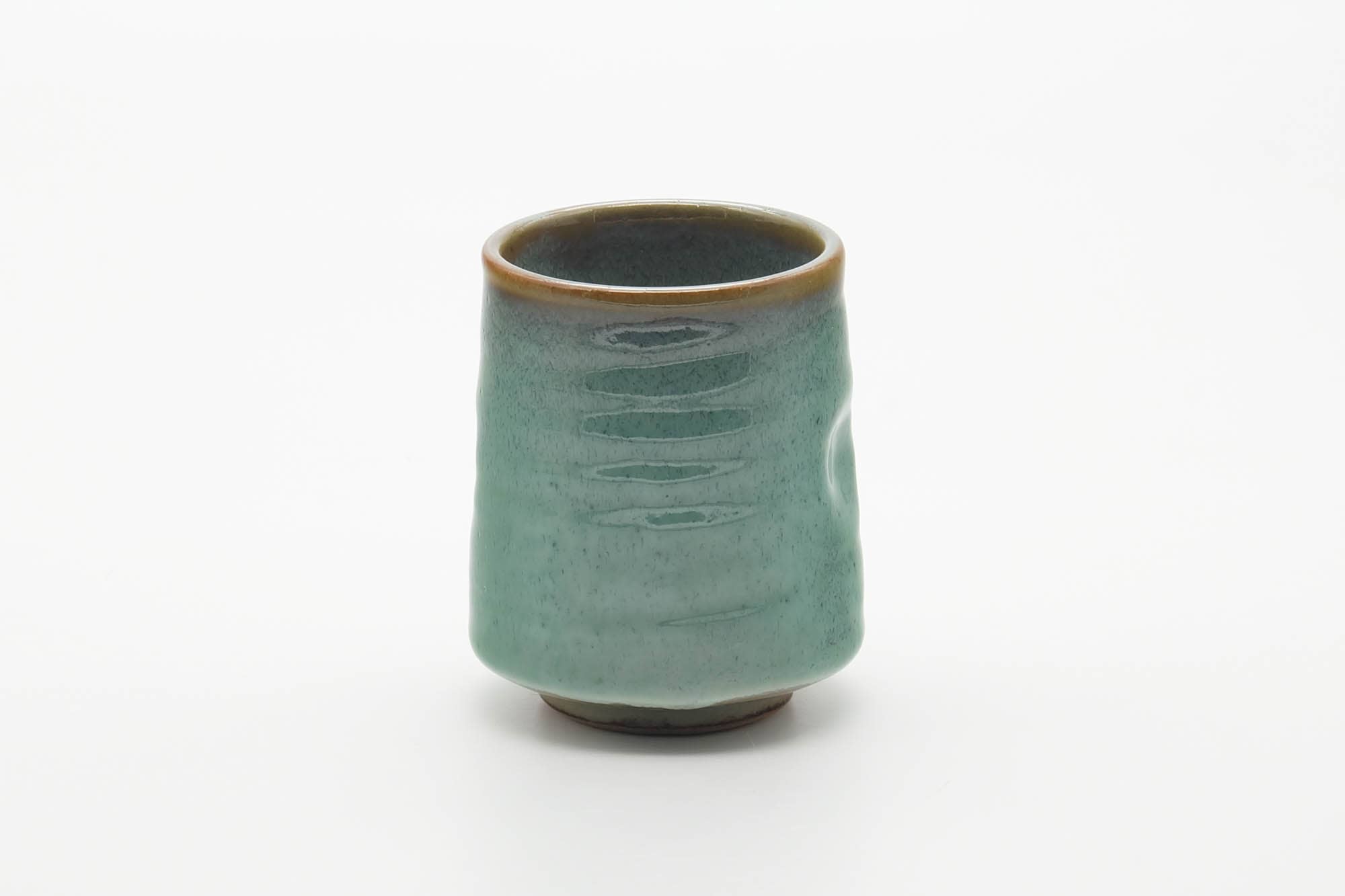 Japanese Teacup - Teal Speckled Thumb-Indented Yunomi - 180ml