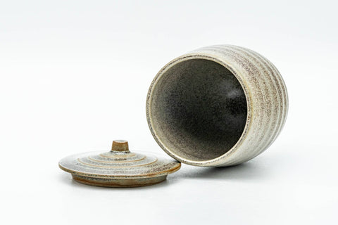 Japanese Teacup - Speckled Olive Green Spiraling Lidded Yunomi - 125ml - Tezumi