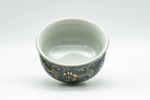 Japanese Teacup - 九谷焼 Floral Aochibu Kutani-yaki Porcelain Yunomi - 90ml