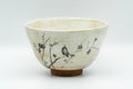 Japanese Matcha Bowl - Bunny Rabbit Plum Blossoms Milky White Glazed Chawan - 300ml - Tezumi