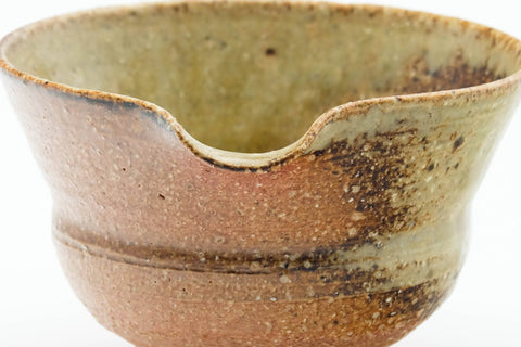 Tezumi — Japanese Katakuchi - Ash Glazed Shigaraki-yaki Spouted Water Cooler - 80ml — inverted showing the foot ring
