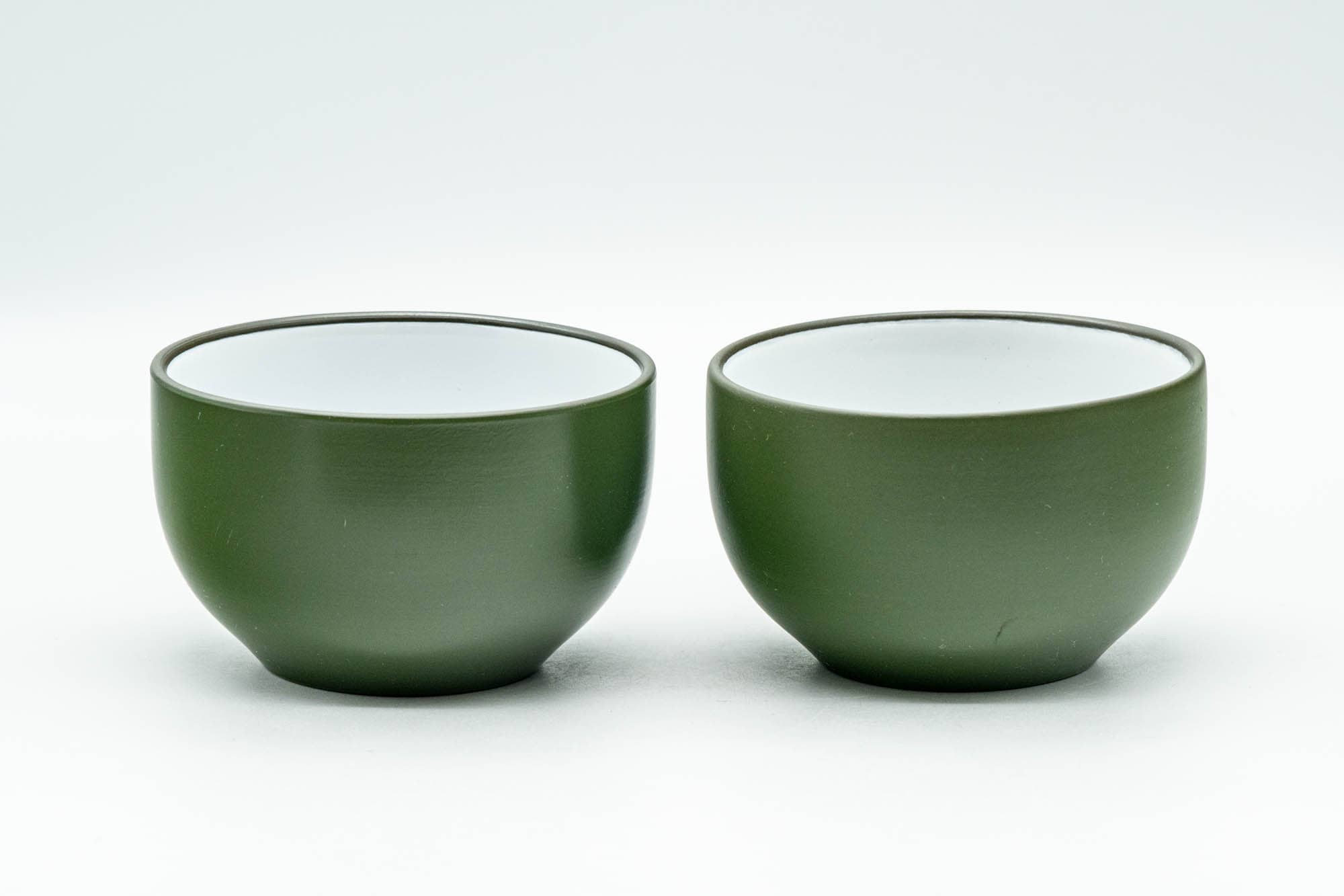 Japanese Teacups - Pair of Green Ryokudei Tokoname-yaki Yunomi - 120ml
