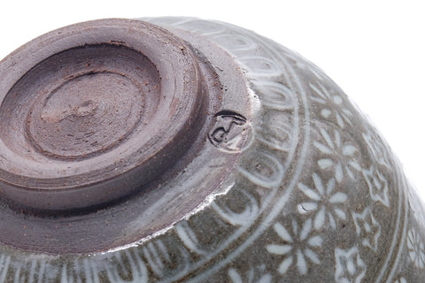 Japanese Matcha Bowl - Grey White Mishima Chawan - 400ml