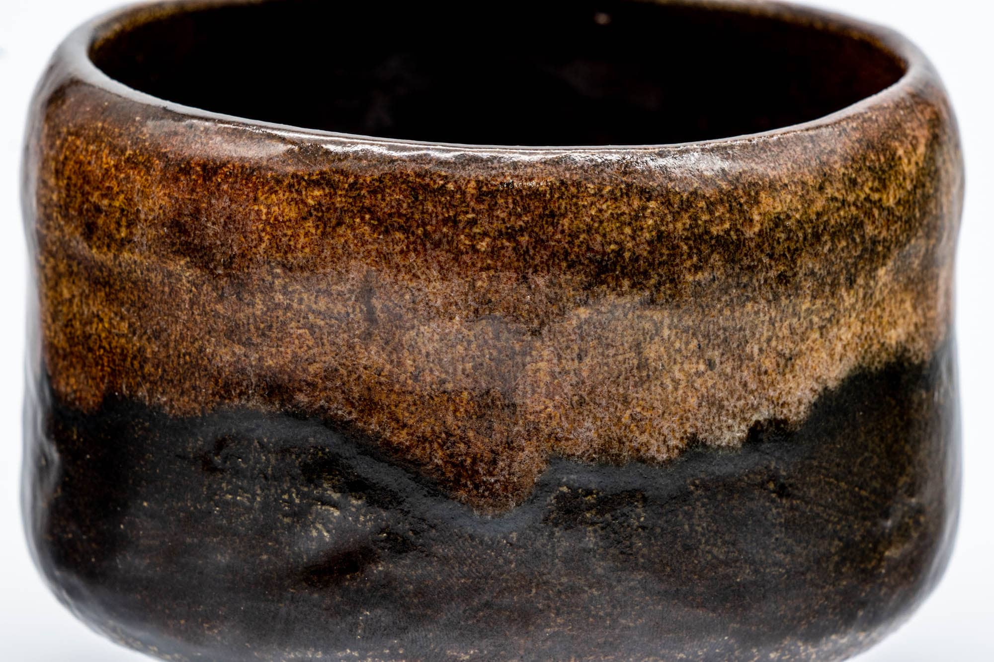 Japanese Matcha Bowl - 手 Black Amber Glazed Raku-yaki Chawan - 300ml