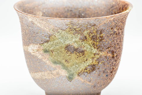 Japanese Teacups - Pair of Green Glazed Brown Textured Yunomi - 125ml