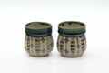 Tezumi — Japanese Teacups - Pair of Floral Oribe-yaki Meoto Yunomi - 150ml — front view from another angle