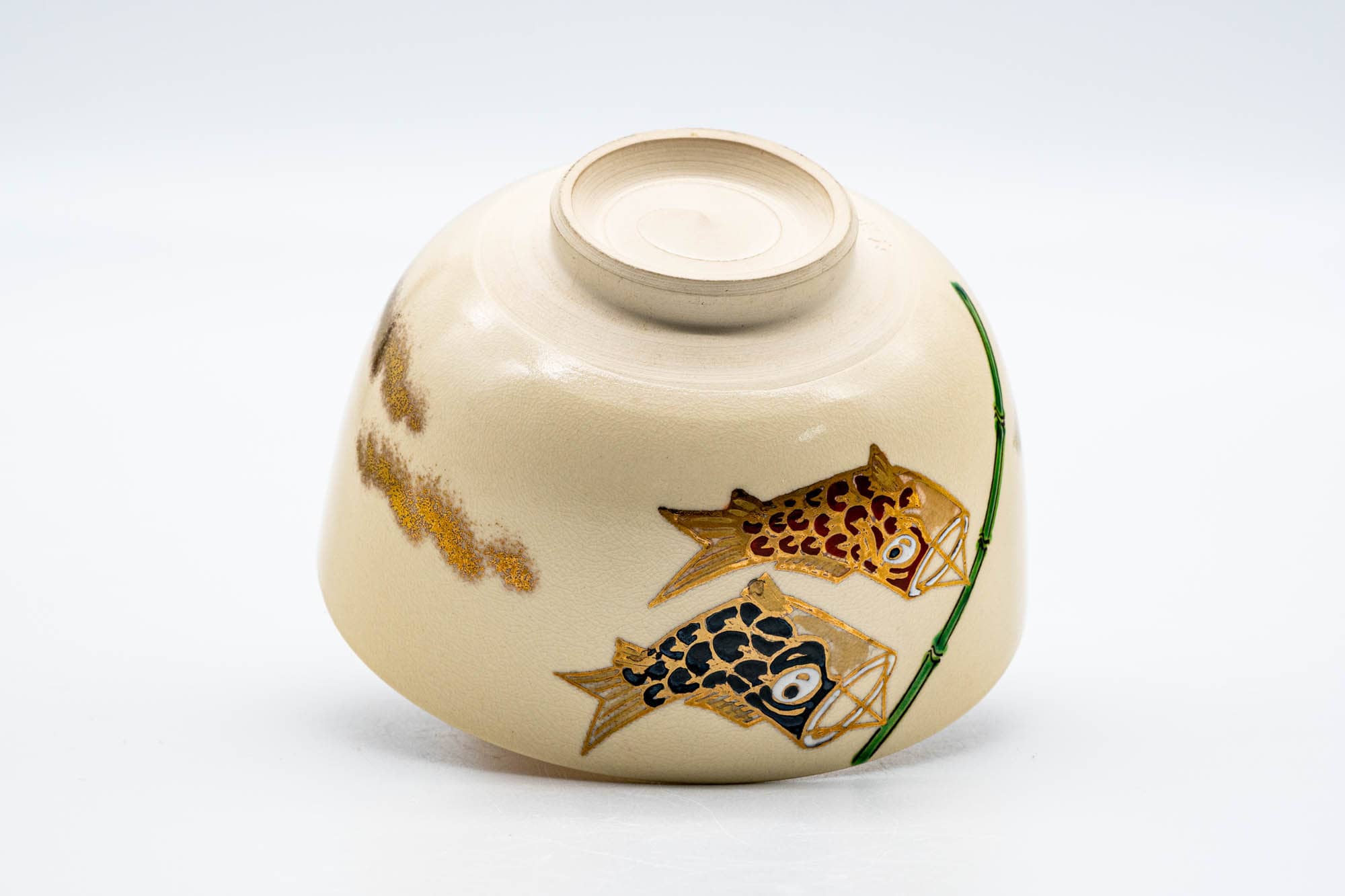 Japanese Matcha Bowl - Hand-painted Fish Kyo-yaki Chawan - 300ml