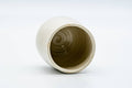 Tezumi — Japanese Teacup - White Glazed Yunomi - 140ml — top-down view of the interior