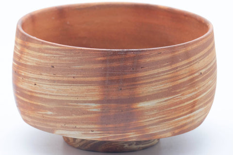 Japanese Matcha Bowl - Orange Rice Straw Hidasuki Marbled Nerikomi Bizen-yaki Chawan - 400ml