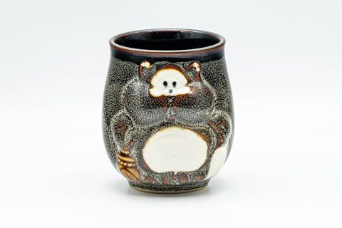 Japanese Tea Set - Tanuki Raccoon Dog Kyusu and Yunomi - front view of the matching yunomi teacup