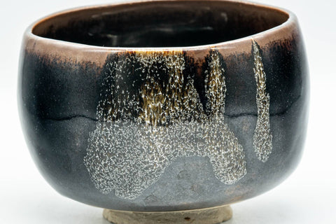 Japanese Matcha Bowl - 久 Black Brown Hare's Fur Glazed Wa-nari Chawan - 350ml