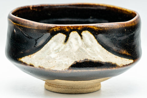 Japanese Matcha Bowl - Black Glazed Mt. Fuji Hantsutsu-gata Chawan - 300ml