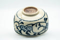 Japanese Matcha Bowl - Blue Floral Geometric Hantsutsu-gata Chawan - 350ml - Tezumi