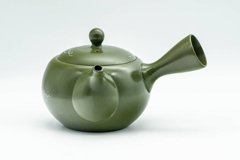 Japanese Kyusu - 莞山 Nakano Kanzan - Floral Green Ryokudei Tokoname-yaki Debeso Teapot - 250ml
