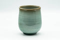 Japanese Teacup - Floral Green Celadon Glazed Yunomi - 180ml - side view of the celadon-glazed cup