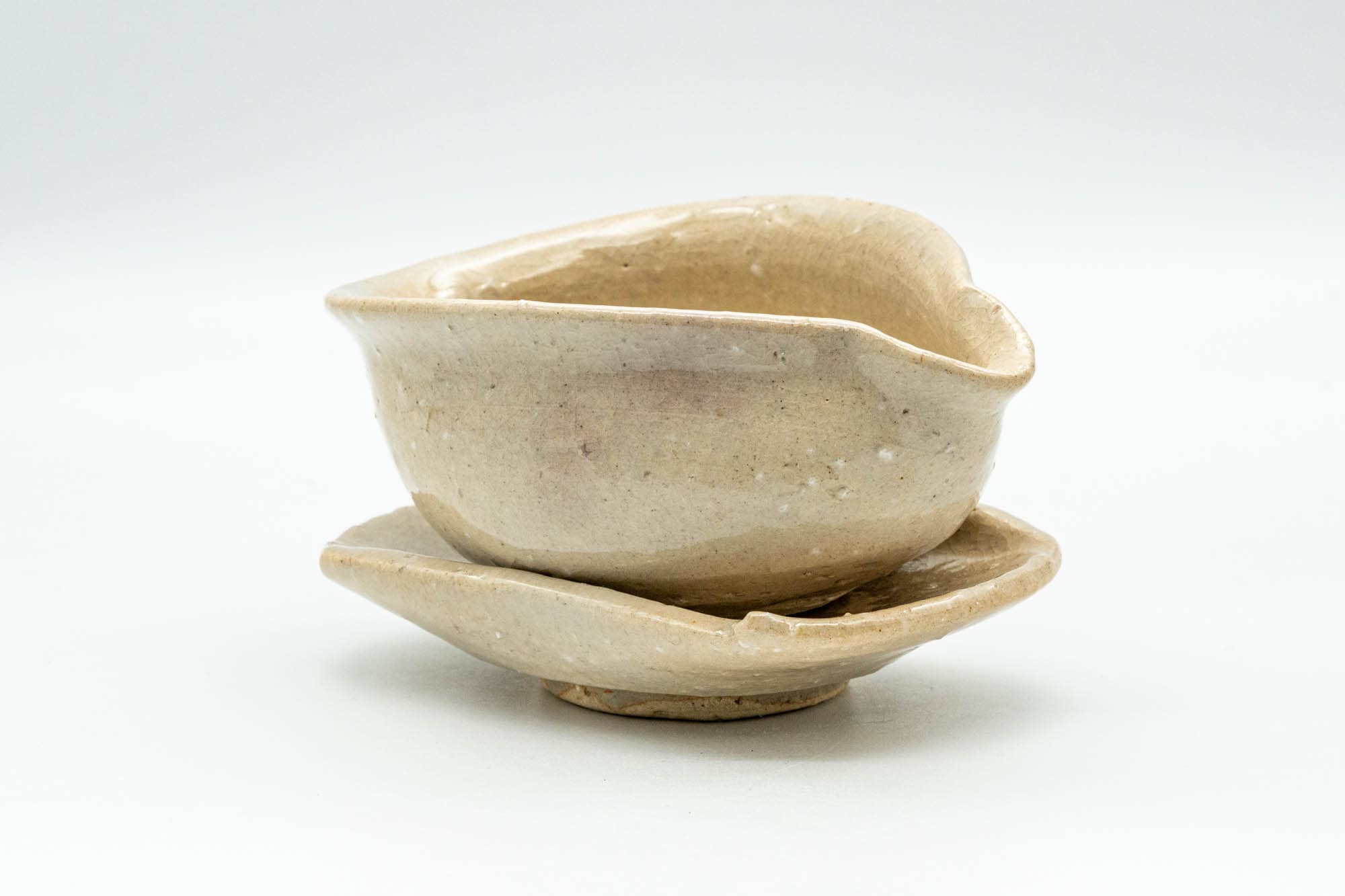 Japanese Katakuchi - Beige Water Cooler Yuzamashi with Tea Saucer - 100ml - Tezumi