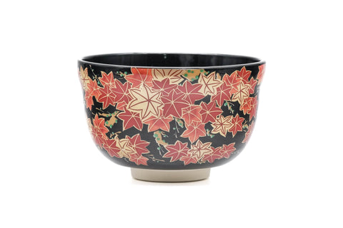 Maple Leaves Black Momiji Kyo-yaki Chawan