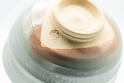 Japanese Matcha Bowl - 天鵬山 Tsubaki Kiln - Beige White Drip-Glazed Hagi-yaki Chawan - 400ml