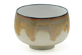 Tezumi — Japanese Teacup - White Yellow Brown Drip-glazed Yunomi - 175ml — tipped to show the interior