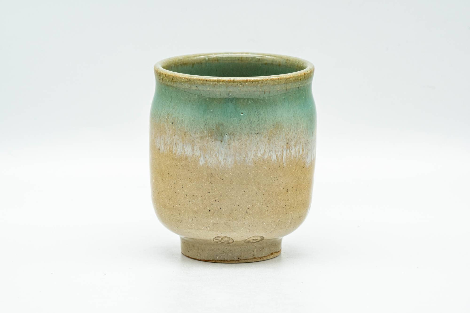 Japanese Teacup - Beige Turquoise and White Drip-Glazed Agano-yaki Yunomi - 125ml - Tezumi