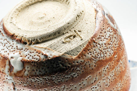 Japanese Matcha Bowl - Orange Shino Drip-Glazed Mino-yaki Chawan - 400ml